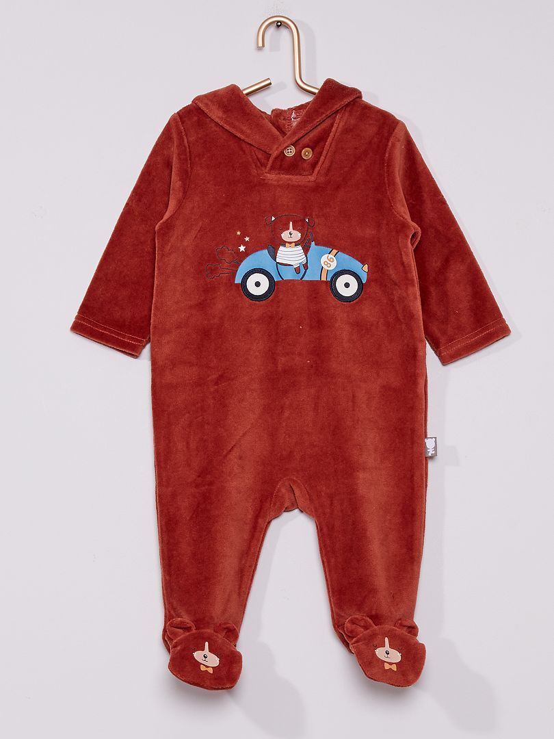 Pyjama velours 'Petit Beguin' marron - Kiabi