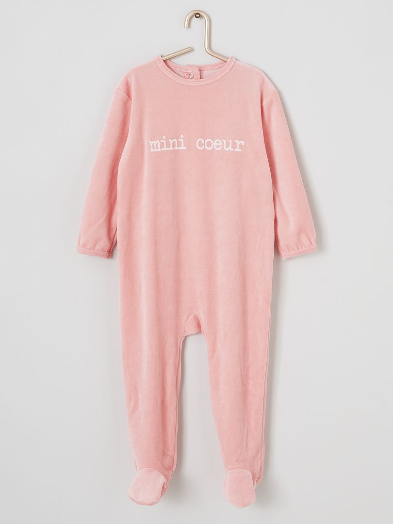 Pyjama velours rose/cœur - Kiabi