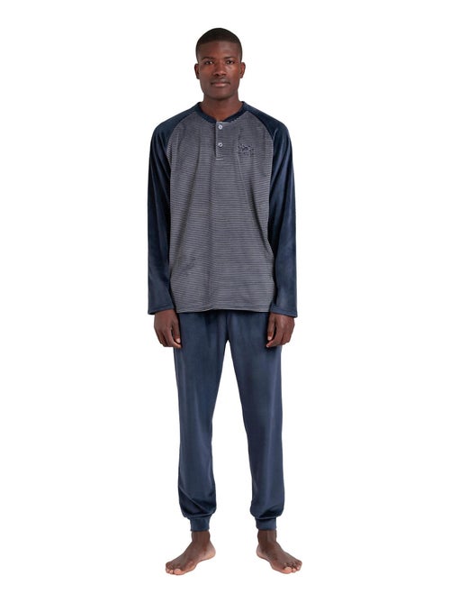 Pyjama velours tenue pantalon top manches longues basic stripes - Kiabi Pyjama velours tenue pantalon top manches longues basic stripes - Kiabi