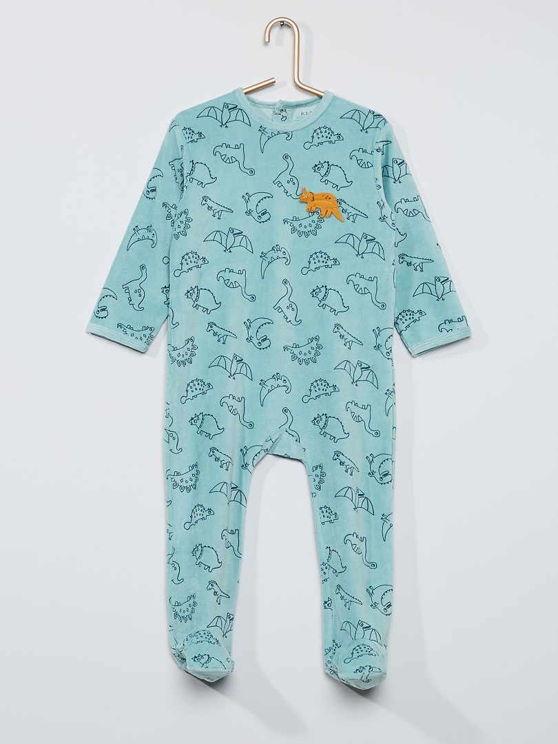 Pyjama velours vert dino - Kiabi