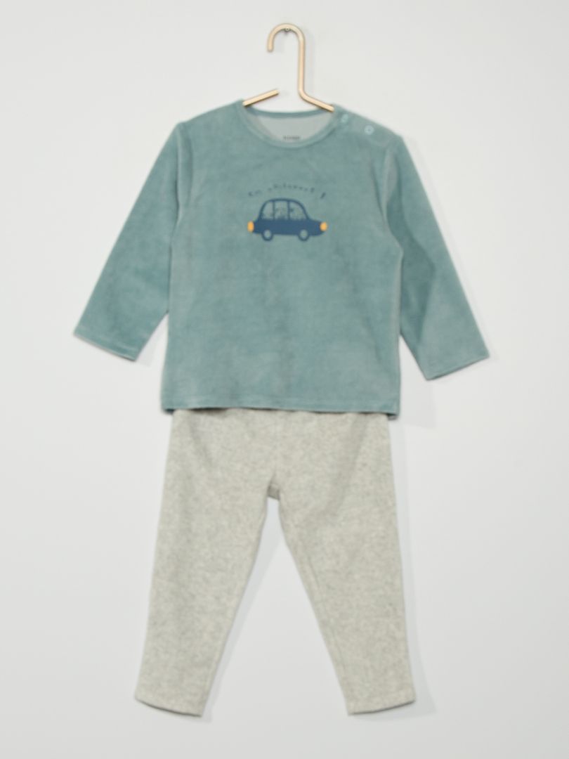Pyjama velours 'voitures' bleu - Kiabi