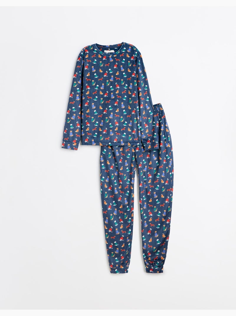 Pyjama velouté, mo fashion Bleu - Kiabi