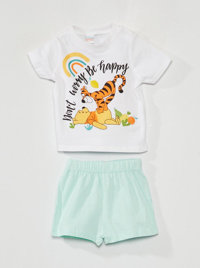 Pyjama  'Winnie l'ourson' en jersey - 2 pièces Blanc - Kiabi