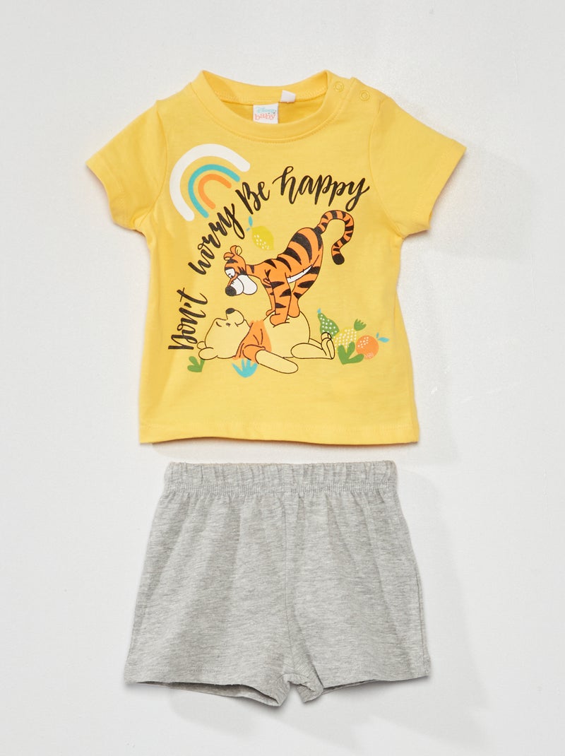 Pyjama  'Winnie l'ourson' en jersey - 2 pièces Jaune - Kiabi