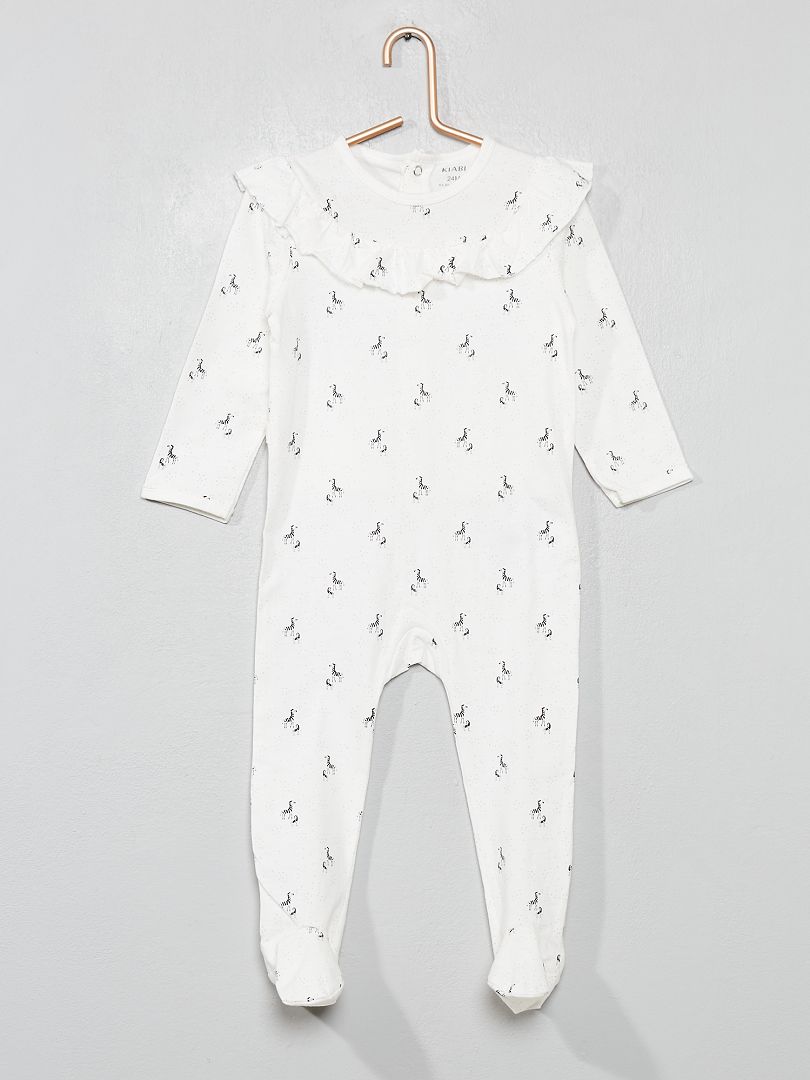 Pyjama 'zèbres' à volants blanc - Kiabi