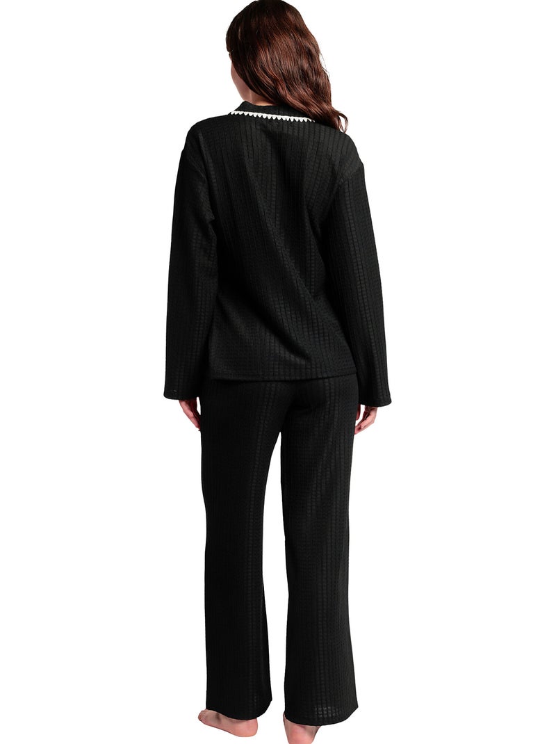 Pyjamabroek grote tuniek met twee rijen knopen luxury stitching Zwart - Kiabi