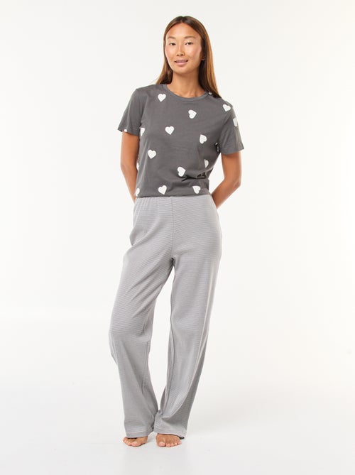 Pyjamabroek met ribbeltextuur - - Kiabi