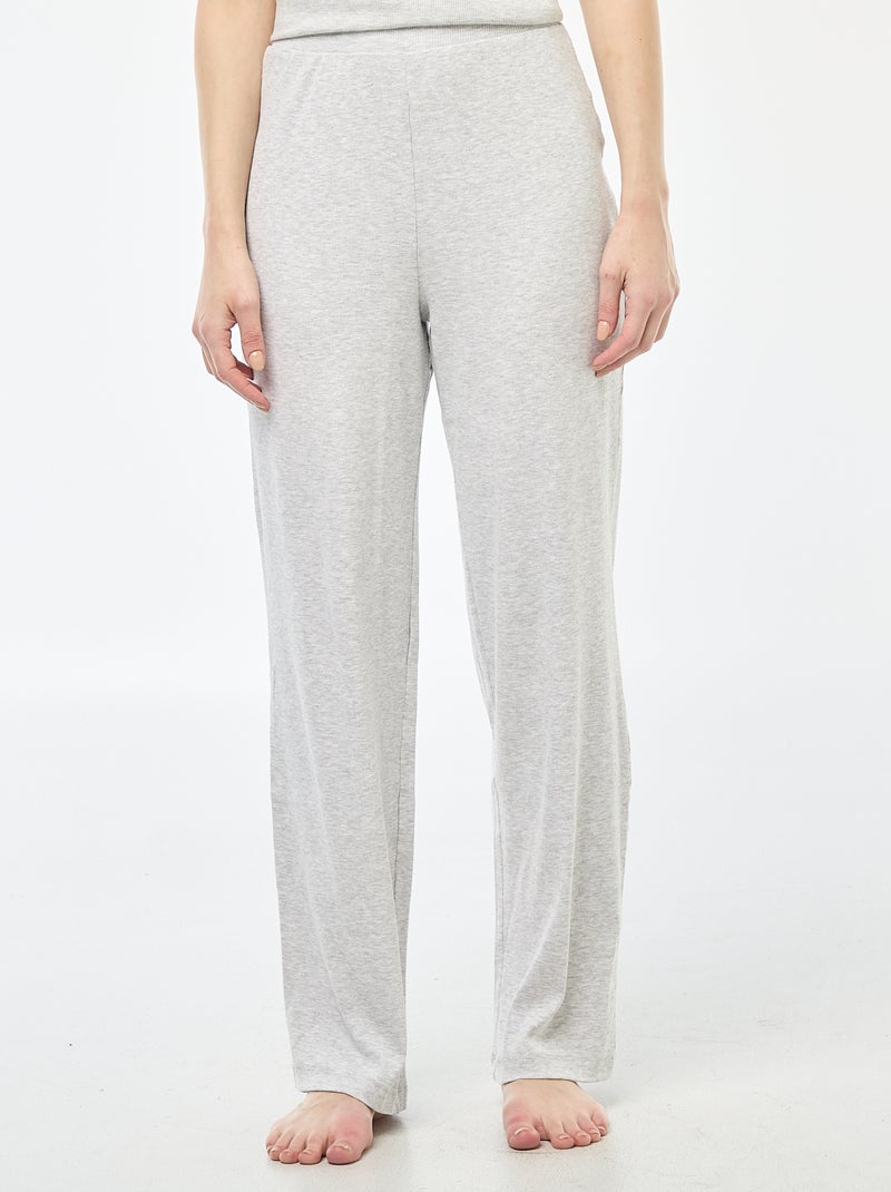 Pyjamabroek met ribbeltextuur - Grijs - Kiabi