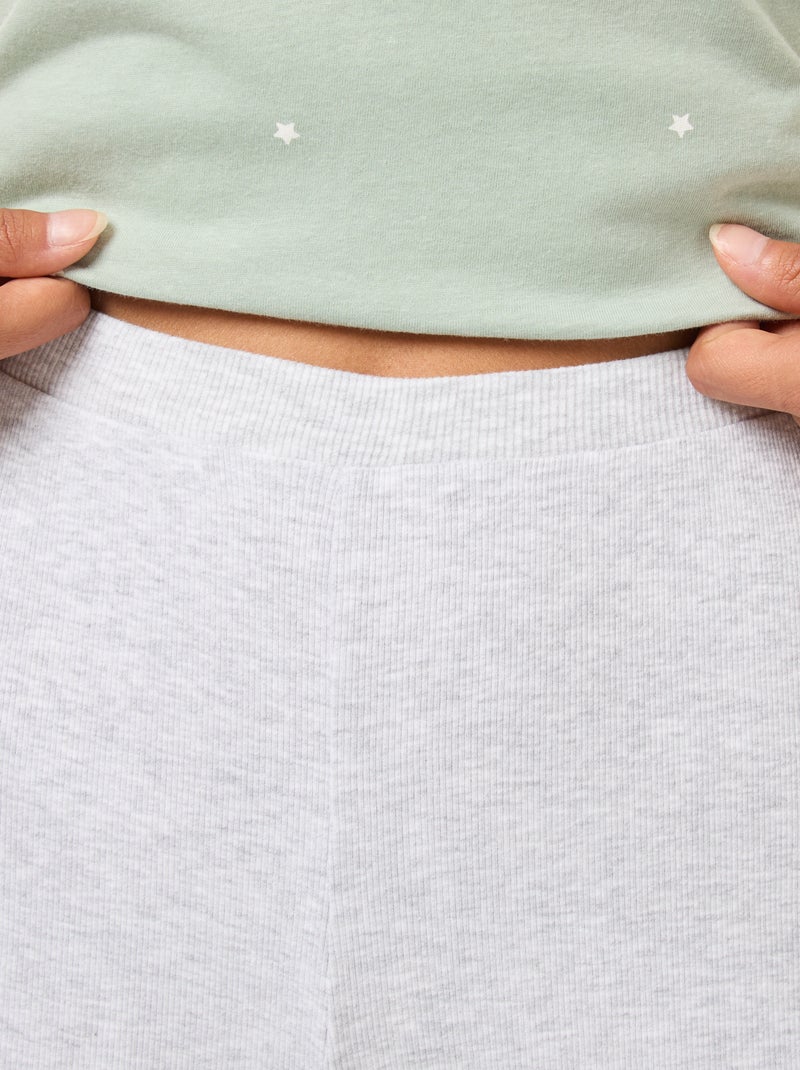 Pyjamabroek met ribbeltextuur - Grijs - Kiabi