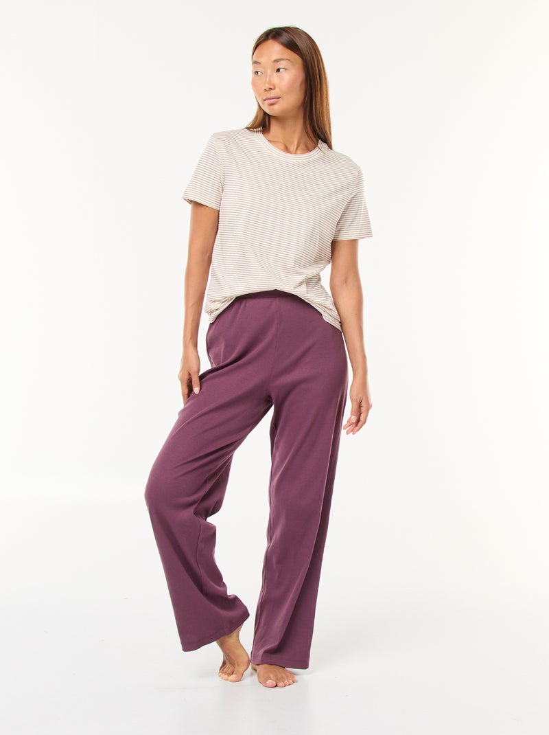 Pyjamabroek met ribbeltextuur - Paars - Kiabi