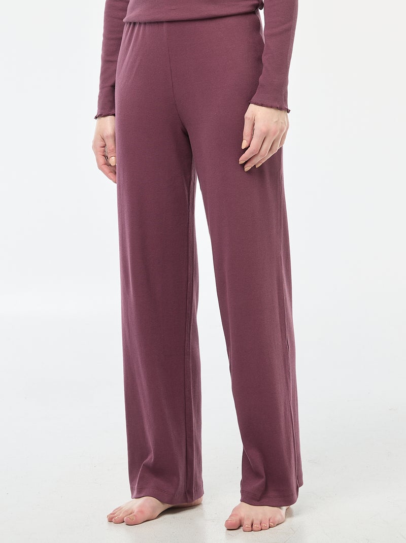 Pyjamabroek met ribbeltextuur - Paars - Kiabi