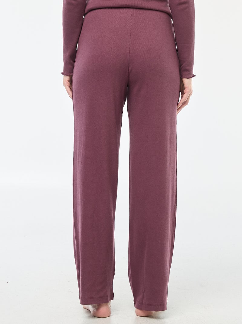 Pyjamabroek met ribbeltextuur - Paars - Kiabi