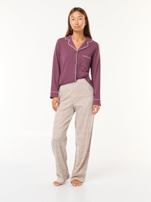 Pyjamabroek met ribbeltextuur - - Kiabi