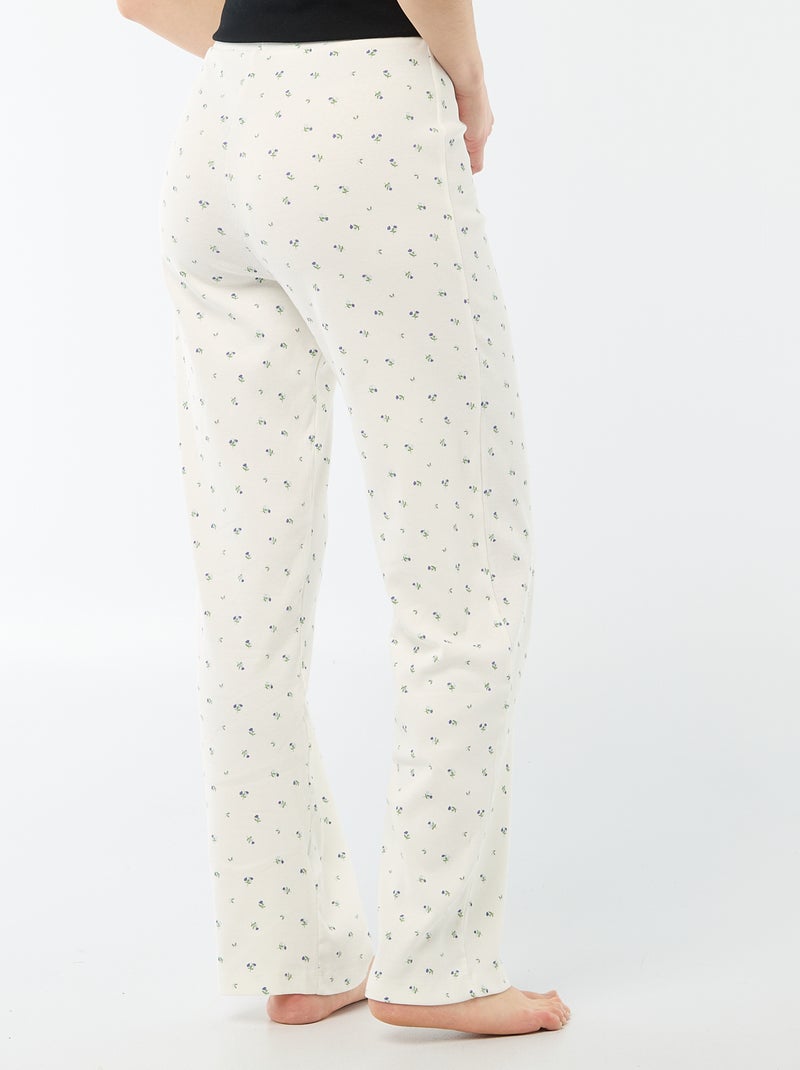 Pyjamabroek met ribbeltextuur - Wit - Kiabi