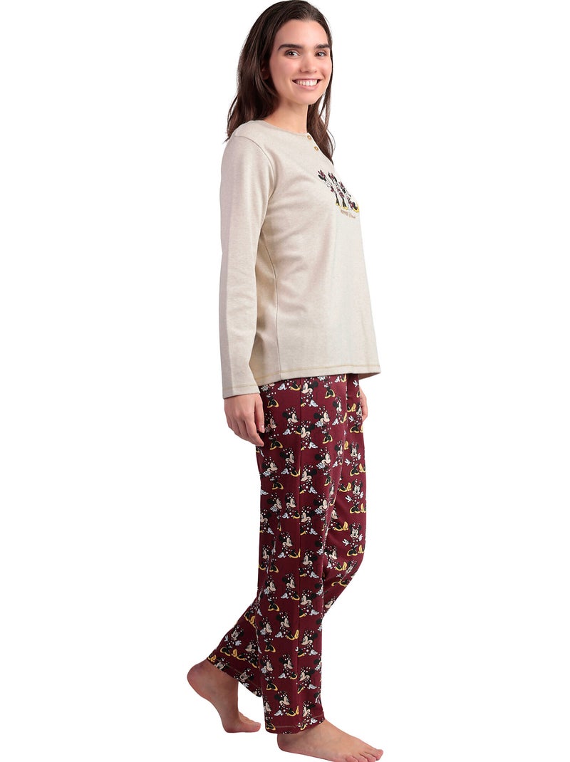 Pyjamabroek polo lange mouwen minnie mouse disney Ecru - Kiabi