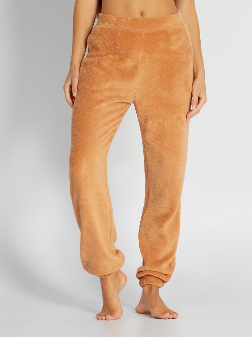 Pyjamabroek van fleece BRUIN - Kiabi