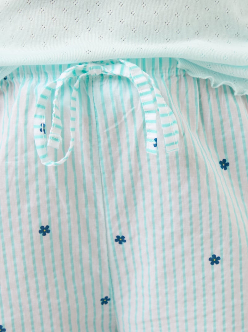 Pyjamabroek van katoenvoile met print Blauw - Kiabi