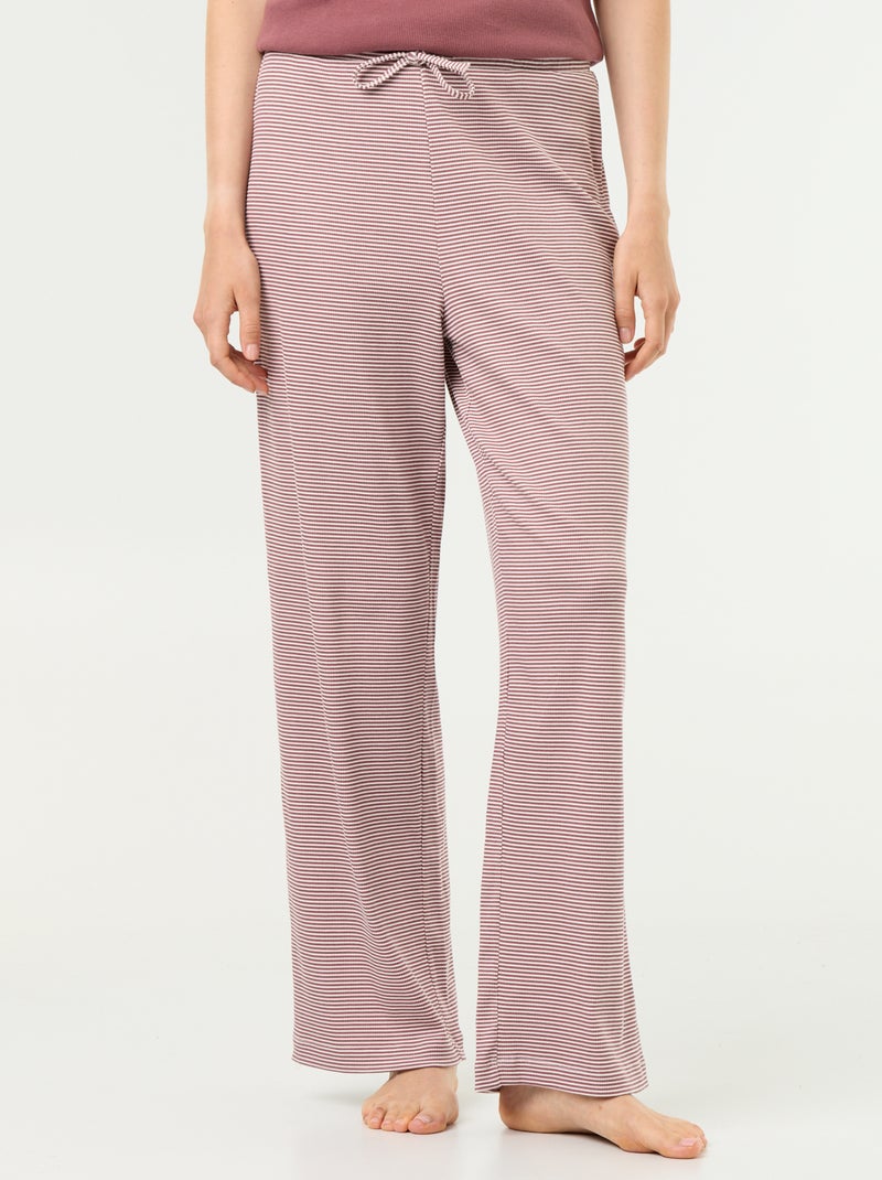 Pyjamabroek van ribgebreide stof Lichtbruin - Kiabi