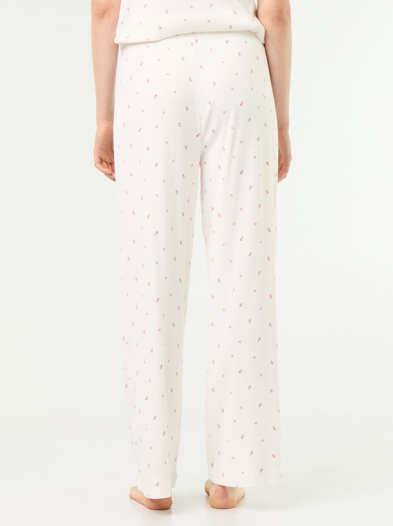 Pyjamabroek van ribgebreide stof Wit - Kiabi