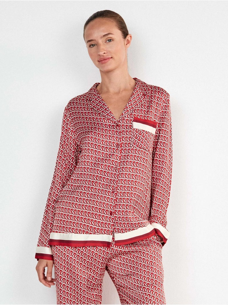 Pyjamajasje met bedrukt monogram Rood - Kiabi