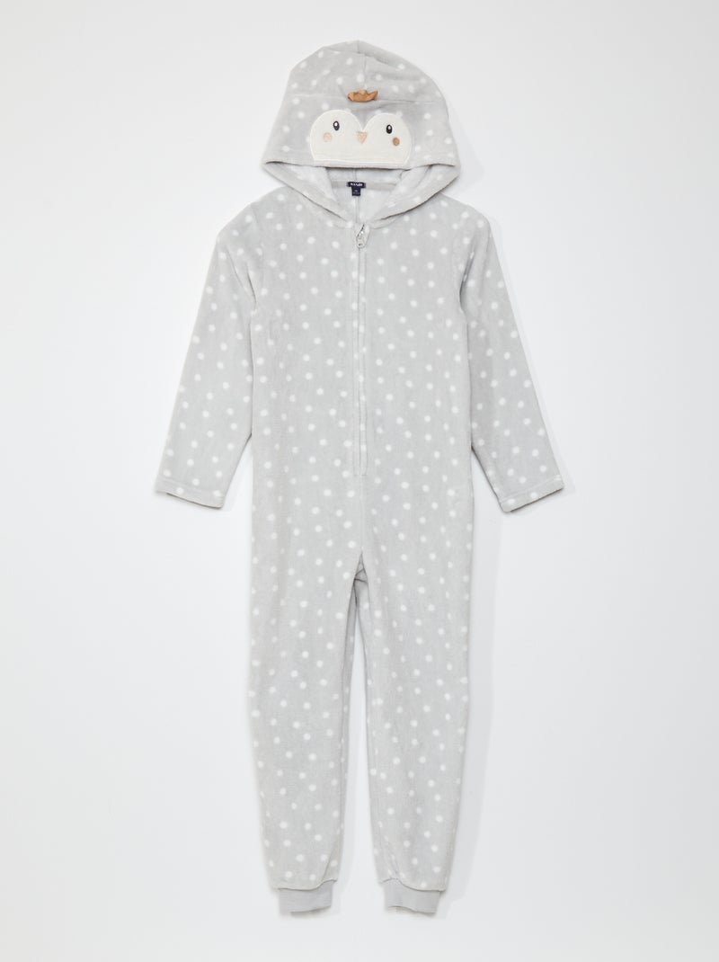 Pyjamapak met schapenvacht effect met capuchon GRIJS - Kiabi