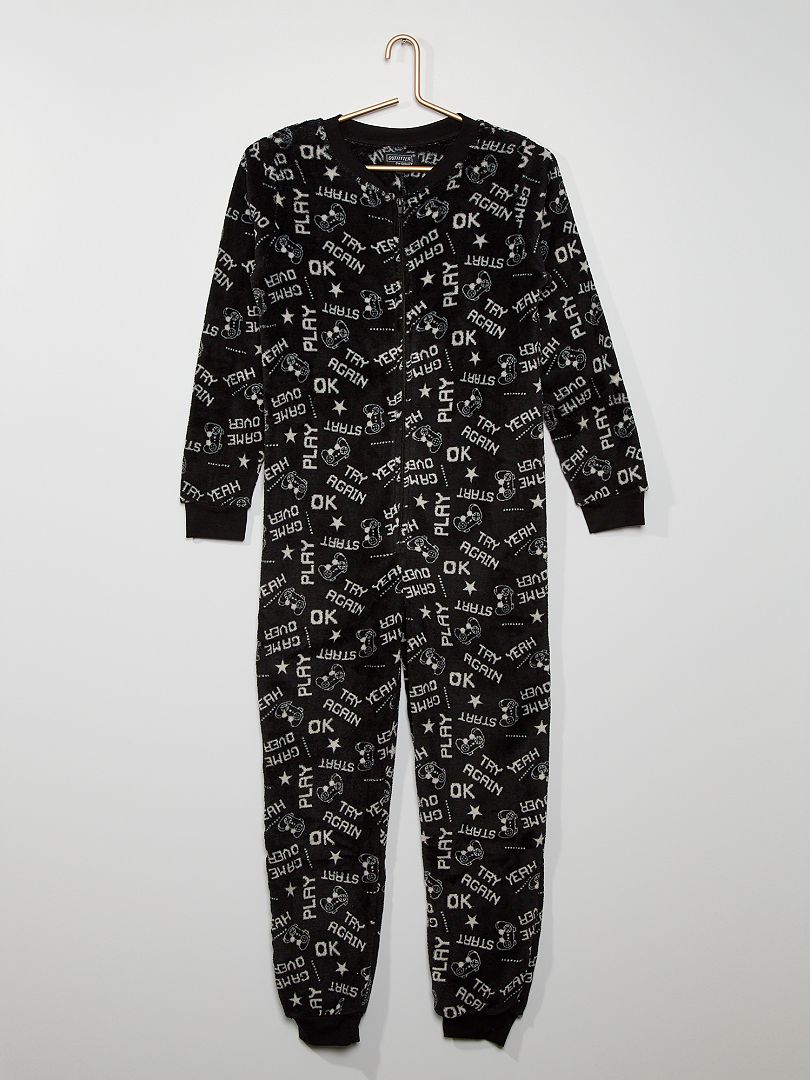 Pyjamapak van fleece 'gaming' zwart - Kiabi