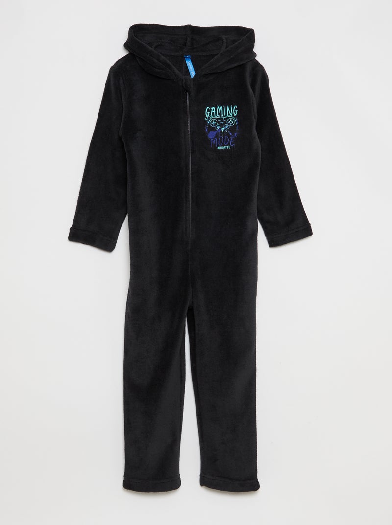 Pyjamapak van fleece met gamingprint Zwart - Kiabi