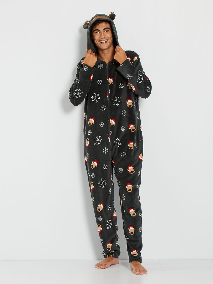 Pyjamapakje met kerstrendierprint grijs - Kiabi