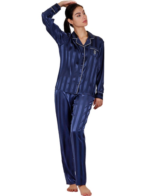 Pyjama's binnenkleding shirt en broek satin stripes - Kiabi