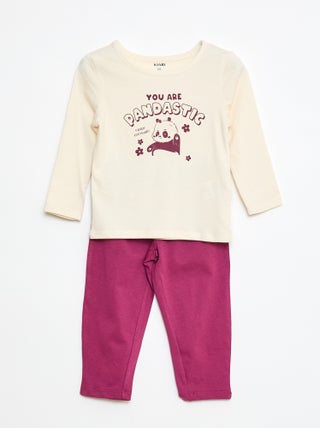 Pyjamaset - T-shirt + legging met print - 2-delig