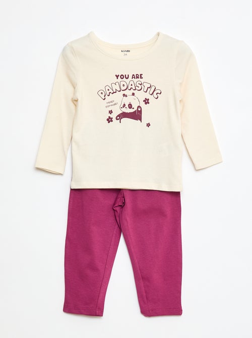 Pyjamaset - T-shirt + legging met print - 2-delig - Kiabi