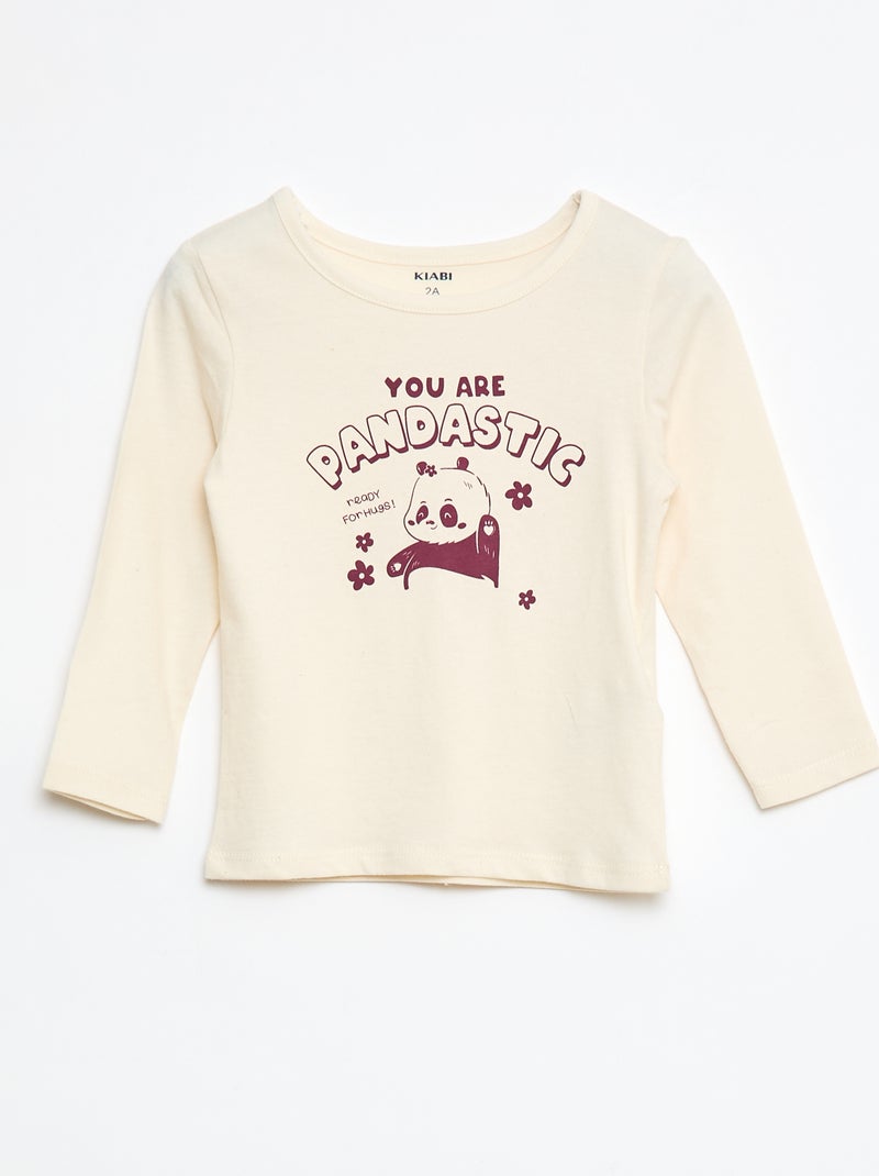 Pyjamaset - T-shirt + legging met print - 2-delig Biege - Kiabi