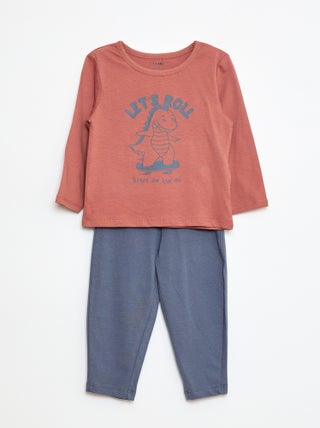 Pyjamaset - T-shirt + legging met print - 2-delig