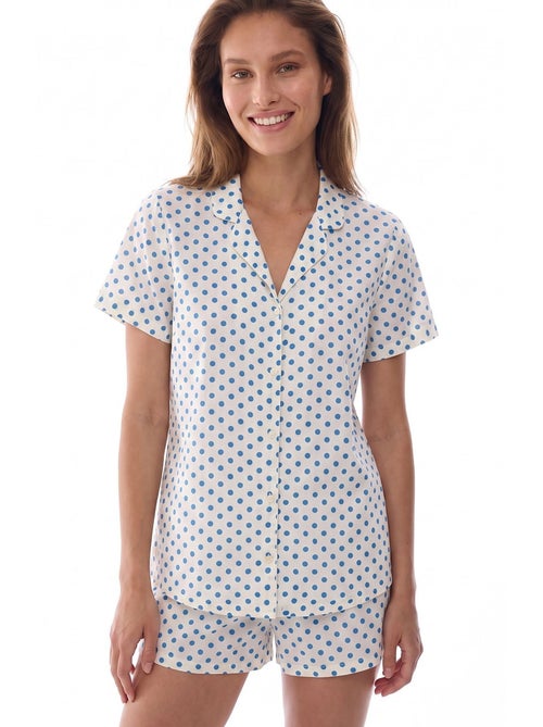 Pyjamaset met overhemd en short, korte mouwen, met stippen penti - Kiabi Pyjamaset met overhemd en short, korte mouwen, met stippen penti - Kiabi