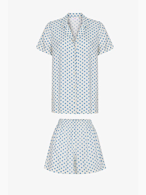 Pyjamaset met overhemd en short, korte mouwen, met stippen penti - Kiabi Pyjamaset met overhemd en short, korte mouwen, met stippen penti - Kiabi