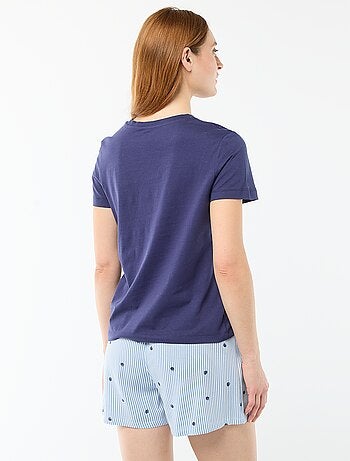 Pyjamaset top + lichte short met all-over streep