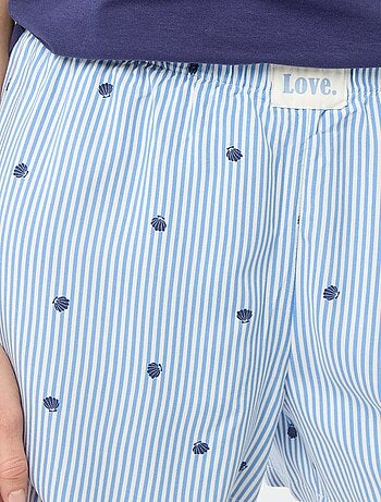 Pyjamaset top + lichte short met all-over streep