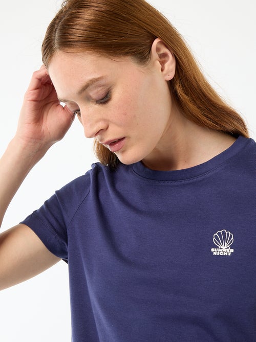 Pyjamaset top + lichte short met all-over streep - Kiabi