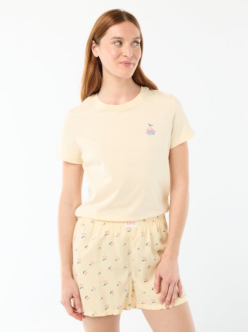 Pyjamaset top + lichte short met all-over streep - Kiabi