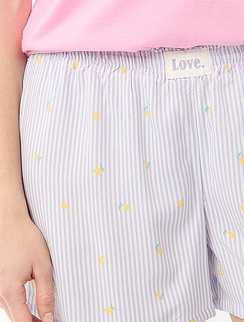 Pyjamaset top + lichte short met all-over streep