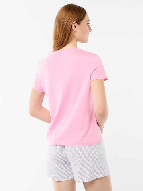Pyjamaset top + lichte short met all-over streep - Kiabi