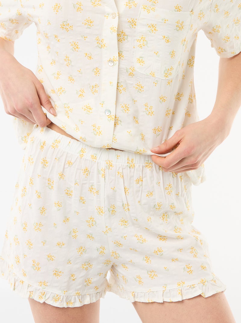 Pyjamaset top + short all-over Wit - Kiabi