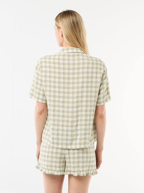 Pyjamaset top + short met ruitjes - Kiabi