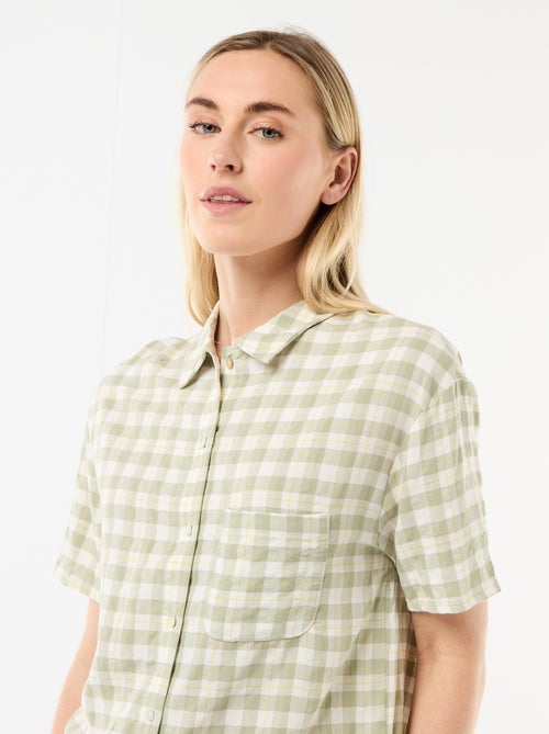 Pyjamaset top + short met ruitjes - Kiabi