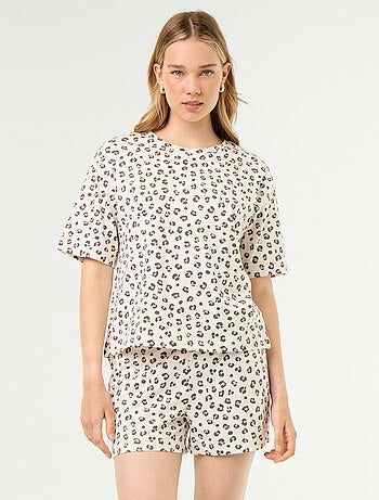 Pyjamaset top + short van jerseykatoen