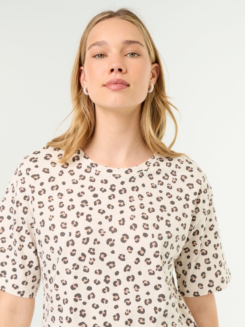 Pyjamaset top + short van jerseykatoen Bruin - Kiabi