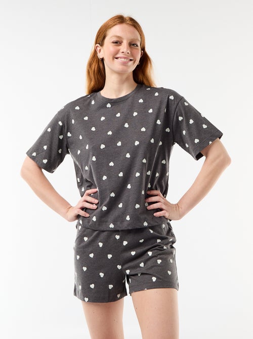 Pyjamaset top + short van jerseykatoen - Kiabi
