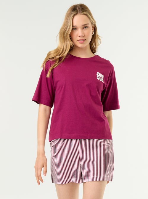 Pyjamaset top + short van jerseykatoen - Kiabi