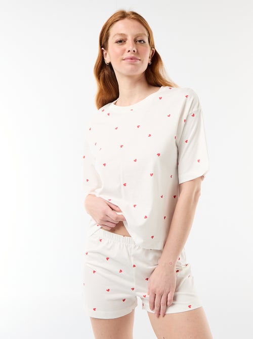 Pyjamaset top + short van jerseykatoen - Kiabi