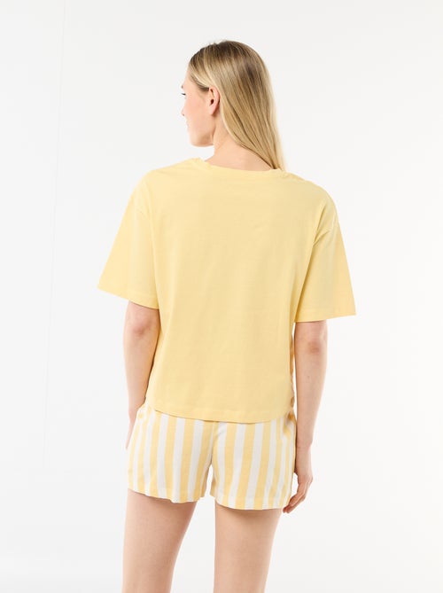 Pyjamaset top + short van katoenjersey - Kiabi